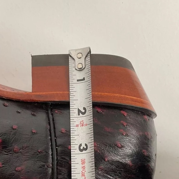 Nocona Black Cherry Ostrich Quill Cowboy Boots 9 EE Handcrafted USA Made - Picture 6 of 14